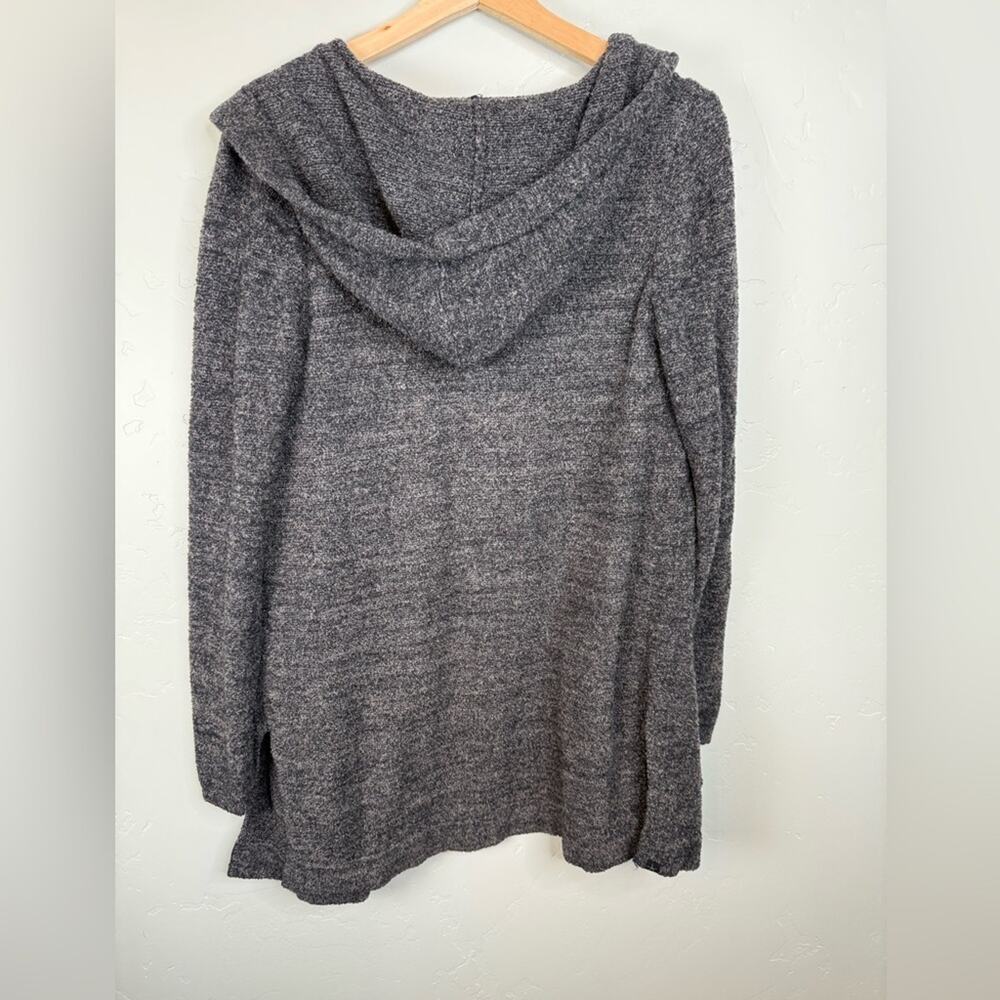 Barefoot Dreams CozyChic Lite Hooded Open Cardigan Carbon Gray Small - Picture 8 of 11